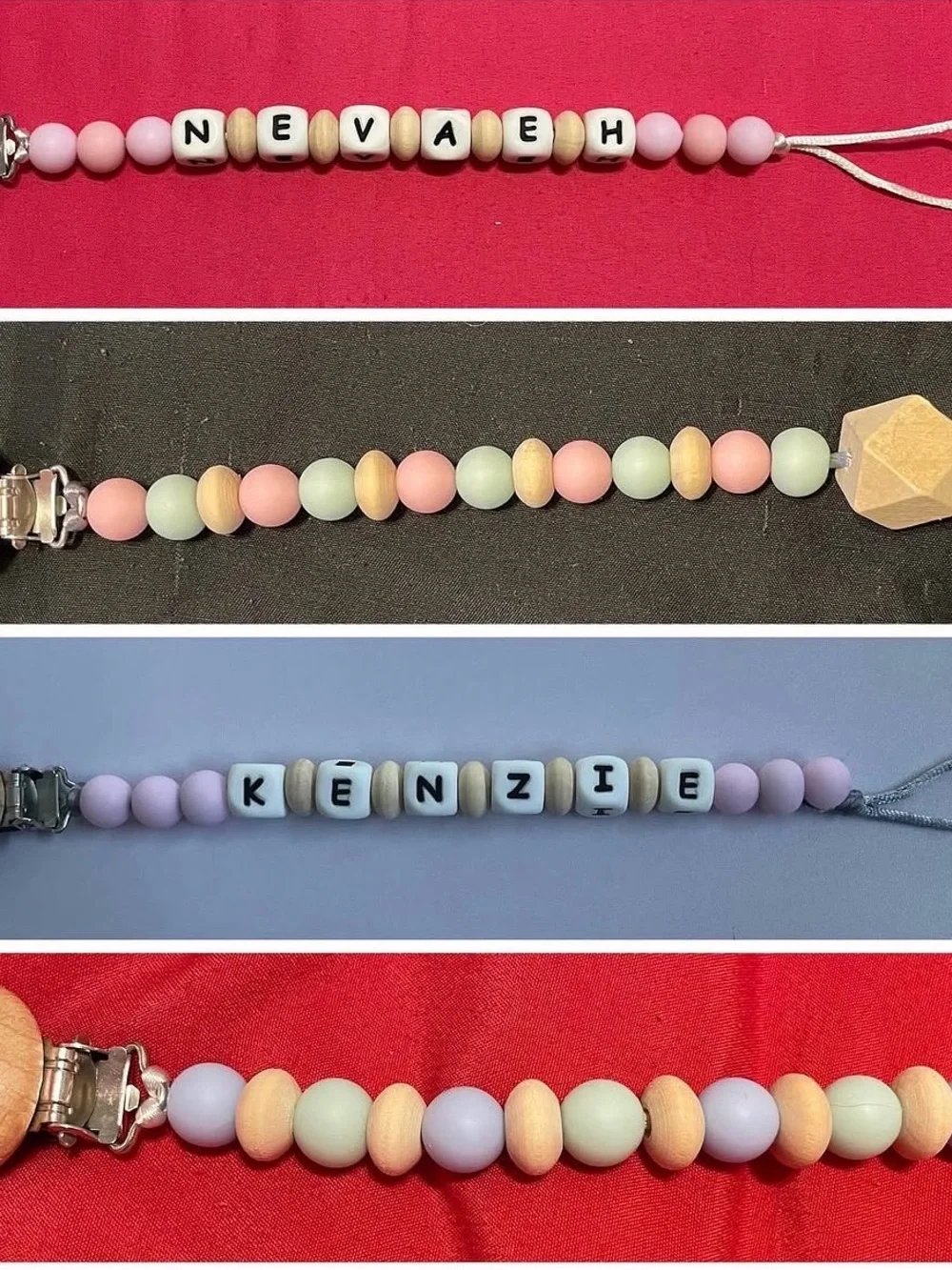 Personalized Pastel Beaded Pacifier Clip - Custom Name